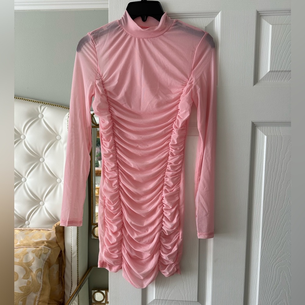 Ruched Sheer Long Sleeve Top